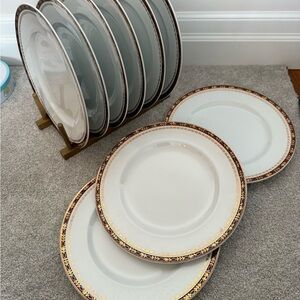 Elegant White and Gold Dinner Plate Set of 9 Alfred meakin kingsdale
